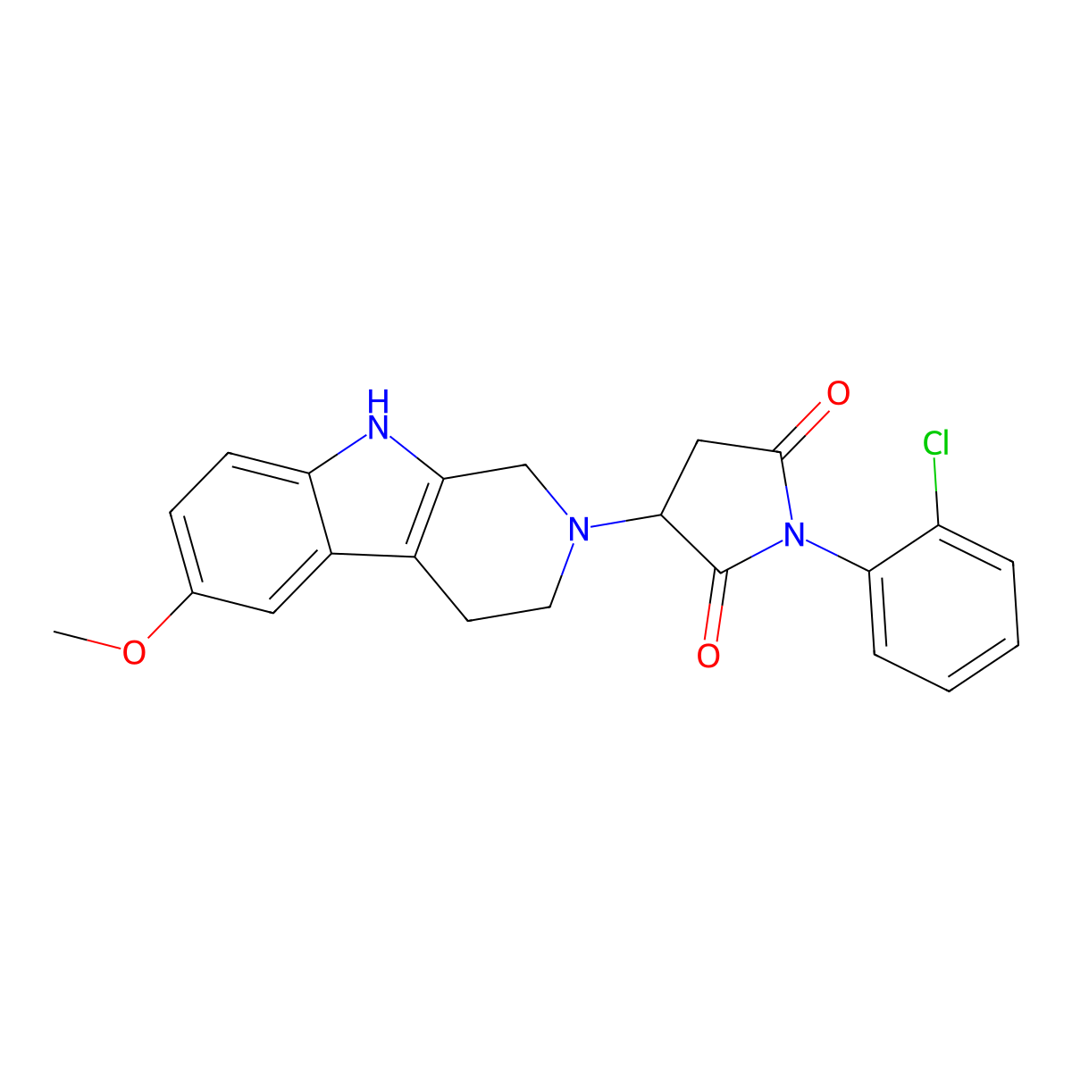 1-(2-chlorophenyl)-3-(6-methoxy-1,3,4,9-tetrahydro-2H-beta-carbolin-2-yl)pyrrolidine-2,5-dione molecular structure, CAS 1169870-70-5