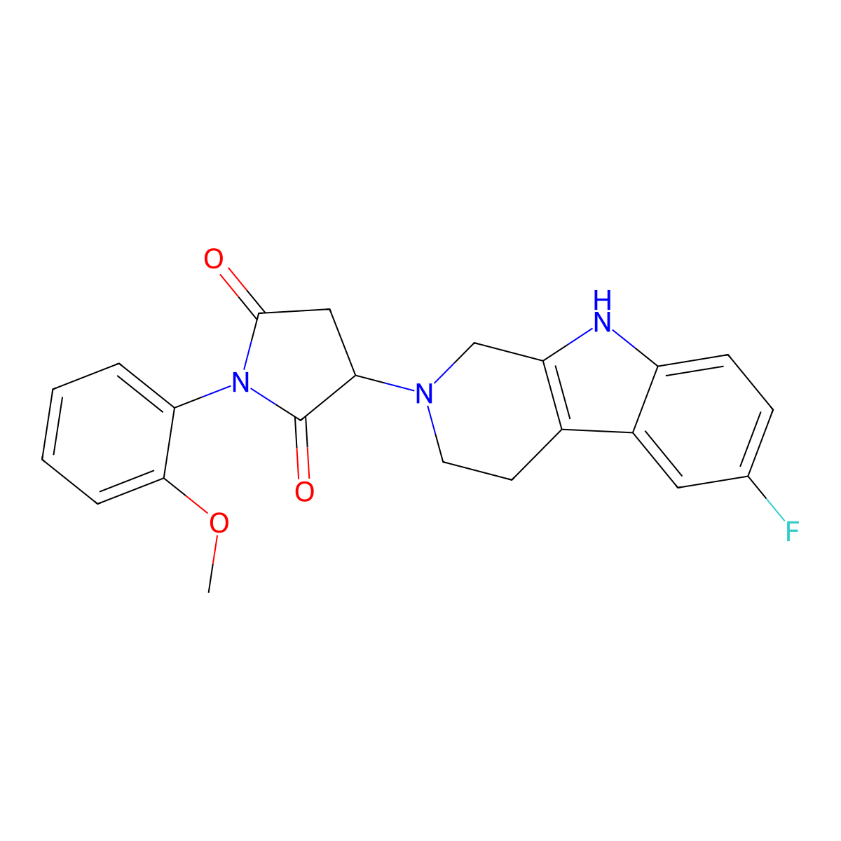 3-(6-fluoro-1,3,4,9-tetrahydro-2H-beta-carbolin-2-yl)-1-(2-methoxyphenyl)dihydro-1H-pyrrole-2,5-dione molecular structure, CAS 1169870-74-9