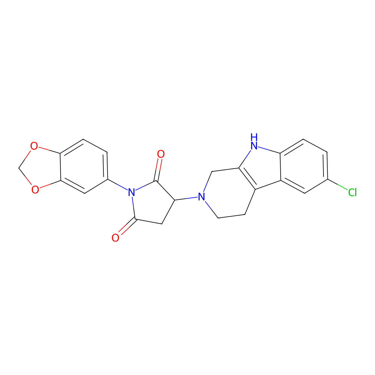 1-(1,3-benzodioxol-5-yl)-3-(6-chloro-1,3,4,9-tetrahydro-2H-beta-carbolin-2-yl)pyrrolidine-2,5-dione molecular structure, CAS 1169870-76-1