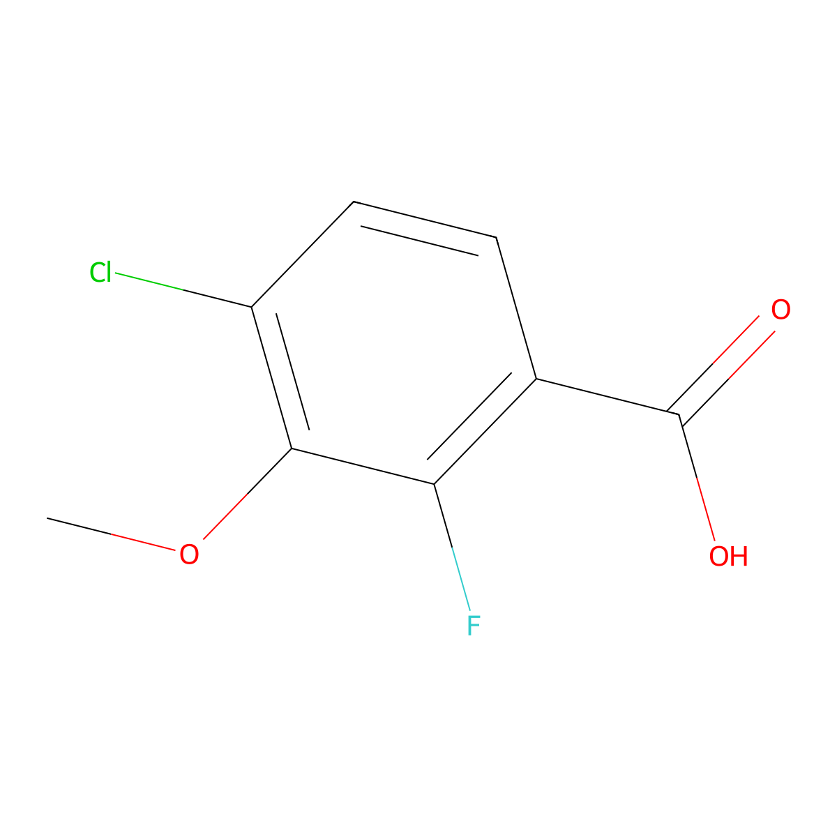 4-Chloro-2-fluoro-3-methoxybenzoic acid molecular structure, CAS 1169870-80-7