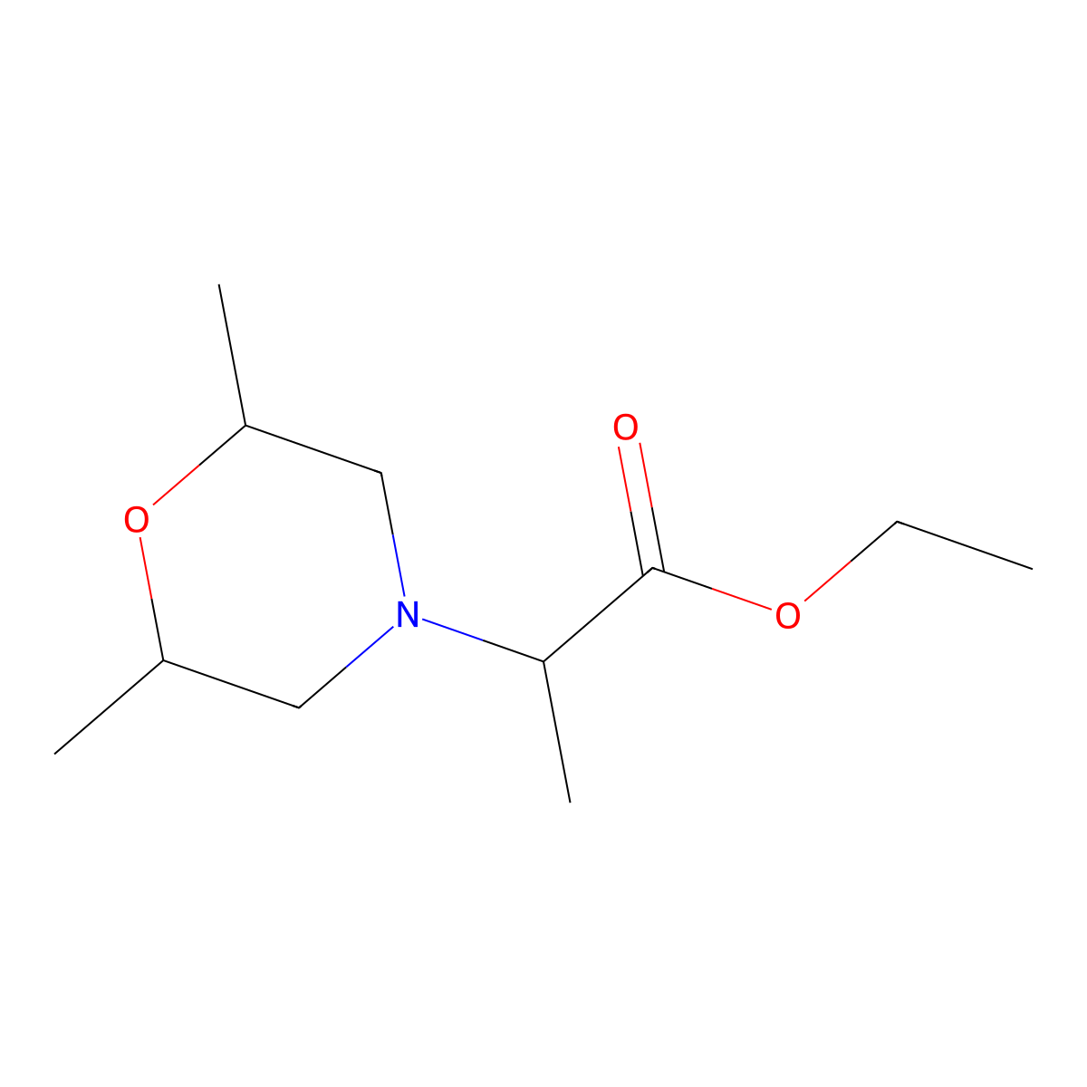 Ethyl 2-(2,6-dimethylmorpholin-4-yl)propanoate molecular structure, CAS 1169871-50-4