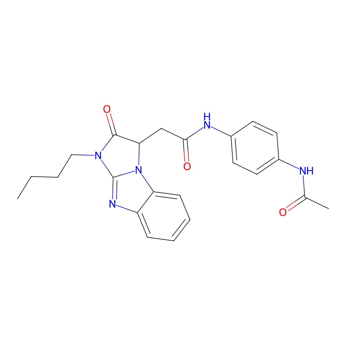 N-[4-(acetylamino)phenyl]-2-(1-butyl-2-oxo-2,3-dihydro-1H-imidazo[1,2-a]benzimidazol-3-yl)acetamide molecular structure, CAS 1169871-80-0