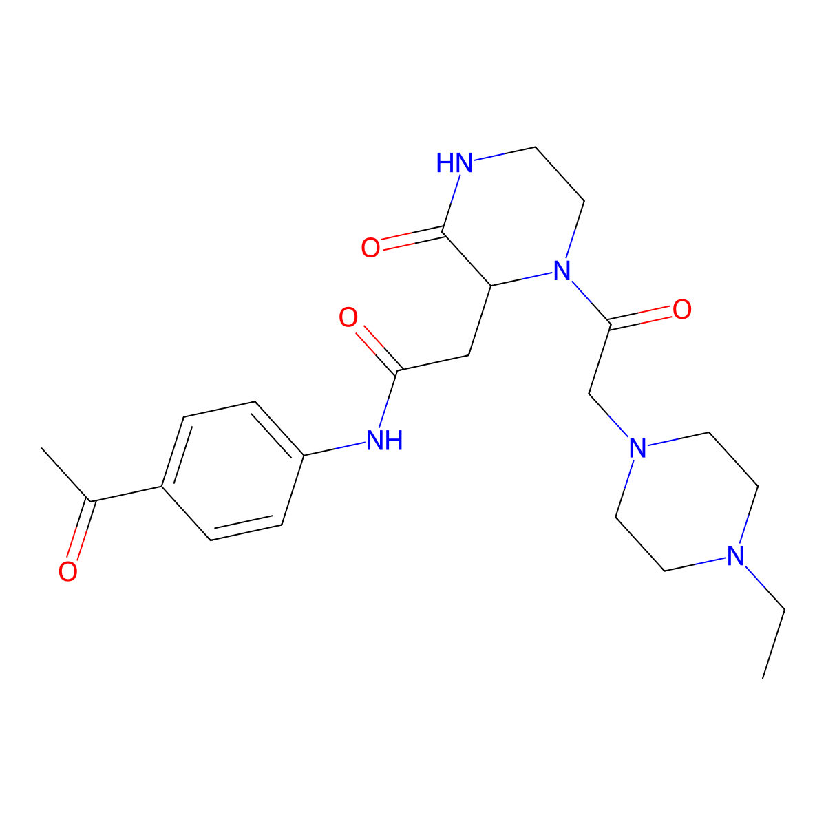N-(4-acetylphenyl)-2-{1-[2-(4-ethylpiperazino)acetyl]-3-oxo-2-piperazinyl}acetamide molecular structure, CAS 1169872-07-4