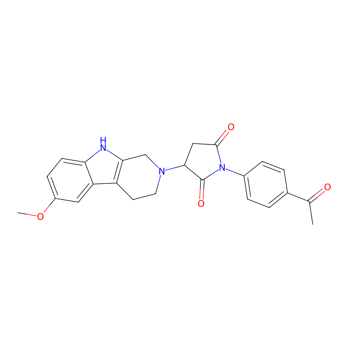 1-(4-acetylphenyl)-3-(6-methoxy-1,3,4,9-tetrahydro-2H-beta-carbolin-2-yl)pyrrolidine-2,5-dione molecular structure, CAS 1169873-96-4