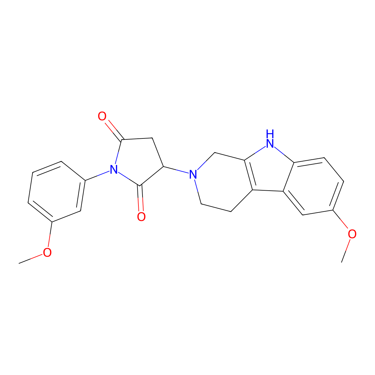 1-(3-methoxyphenyl)-3-(6-methoxy-1,3,4,9-tetrahydro-2H-beta-carbolin-2-yl)pyrrolidine-2,5-dione molecular structure, CAS 1169873-97-5