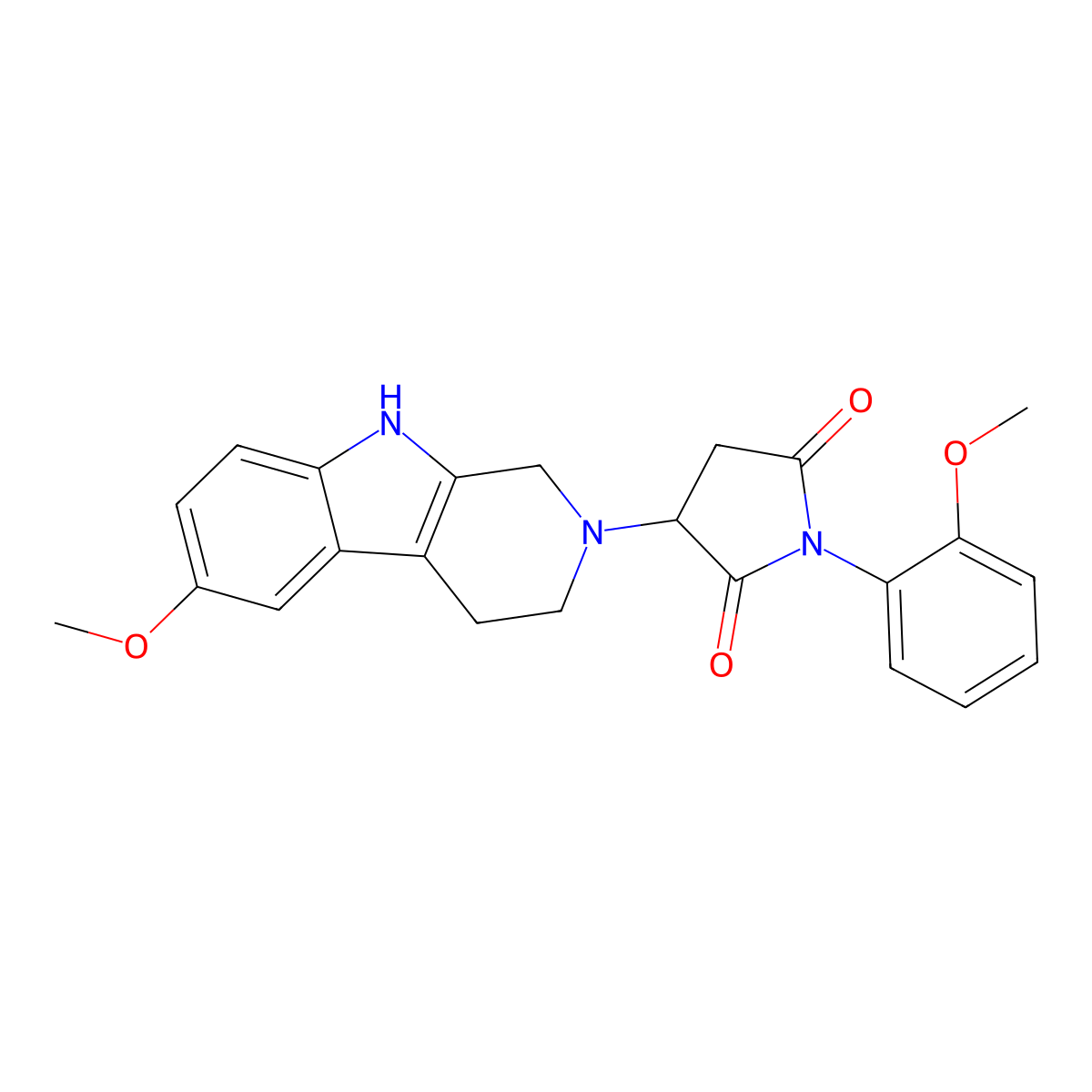 1-(2-methoxyphenyl)-3-(6-methoxy-1,3,4,9-tetrahydro-2H-beta-carbolin-2-yl)pyrrolidine-2,5-dione molecular structure, CAS 1169873-99-7