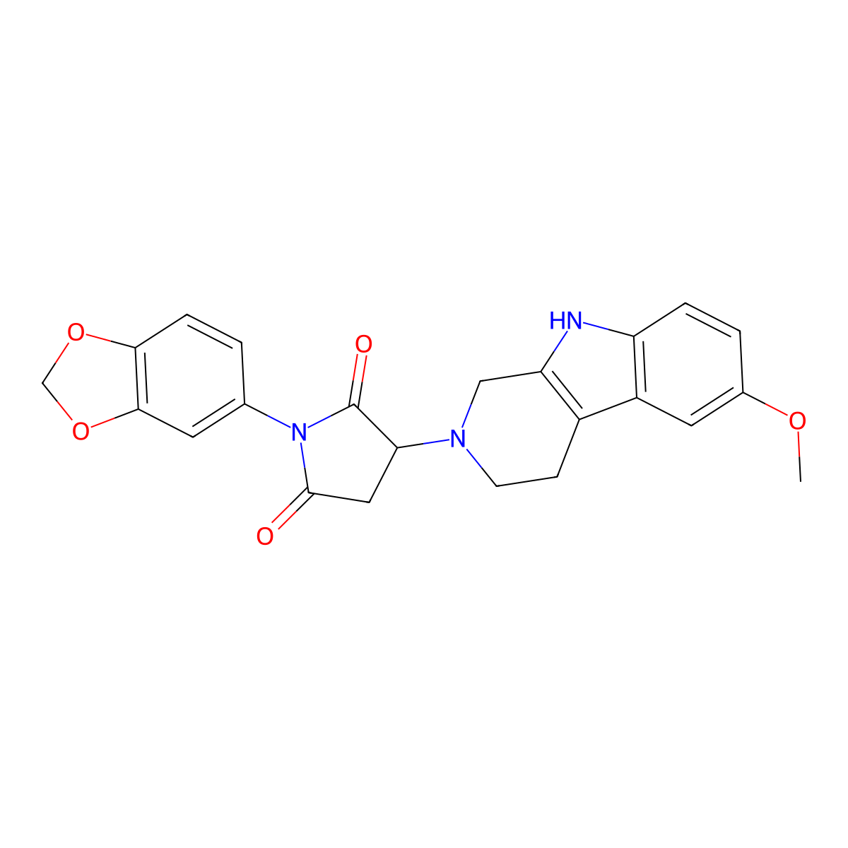 1-(1,3-benzodioxol-5-yl)-3-(6-methoxy-1,3,4,9-tetrahydro-2H-beta-carbolin-2-yl)pyrrolidine-2,5-dione molecular structure, CAS 1169874-01-4