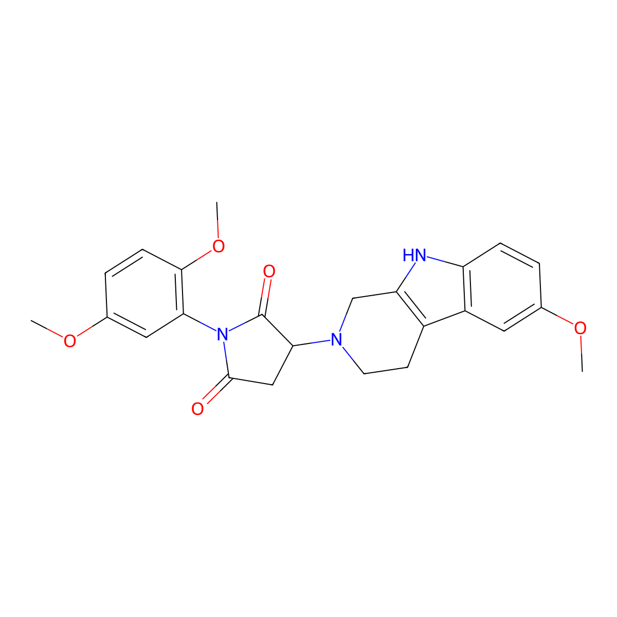 1-(2,5-dimethoxyphenyl)-3-(6-methoxy-1,3,4,9-tetrahydro-2H-beta-carbolin-2-yl)pyrrolidine-2,5-dione molecular structure, CAS 1169874-03-6