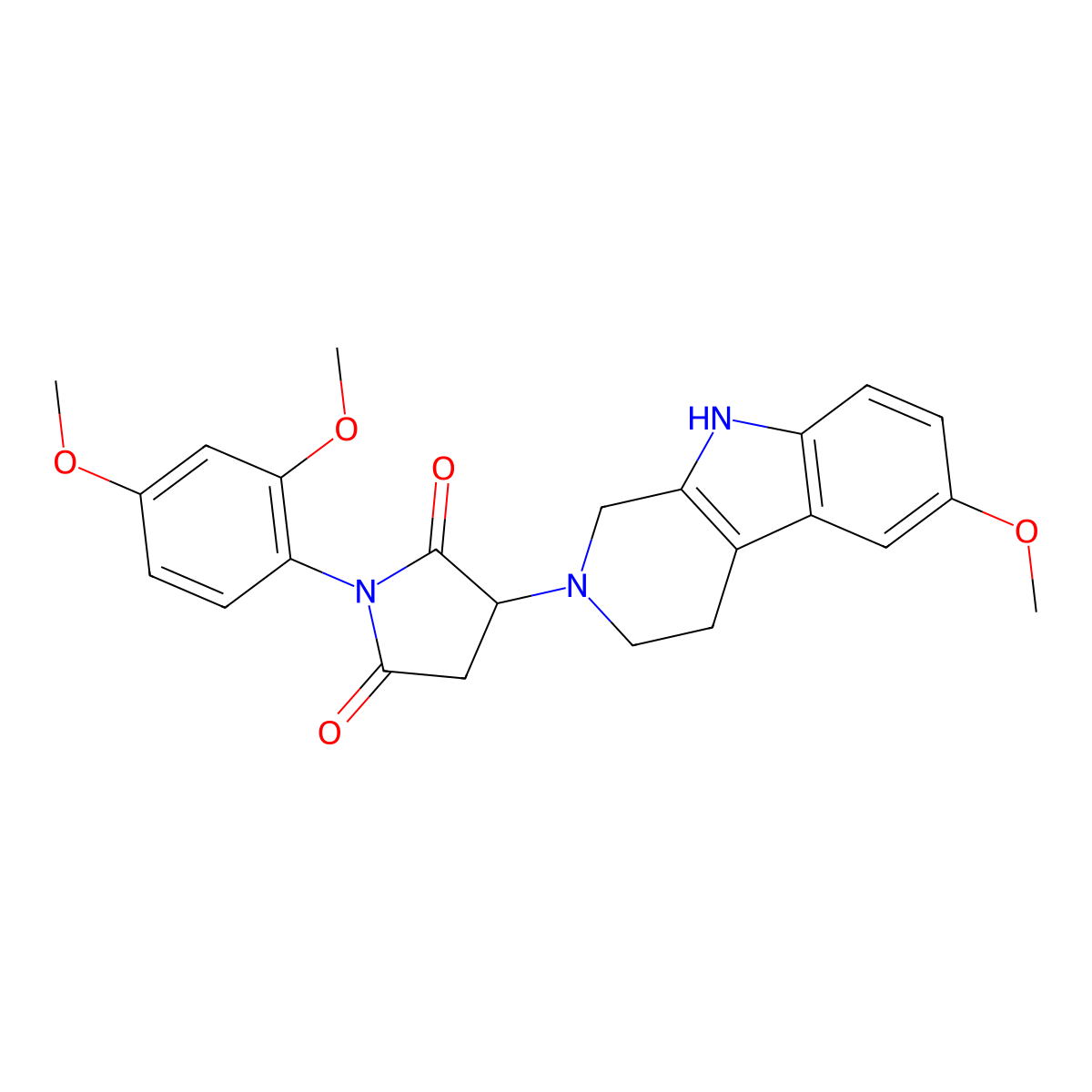 1-(2,4-dimethoxyphenyl)-3-(6-methoxy-1,3,4,9-tetrahydro-2H-beta-carbolin-2-yl)pyrrolidine-2,5-dione molecular structure, CAS 1169874-04-7