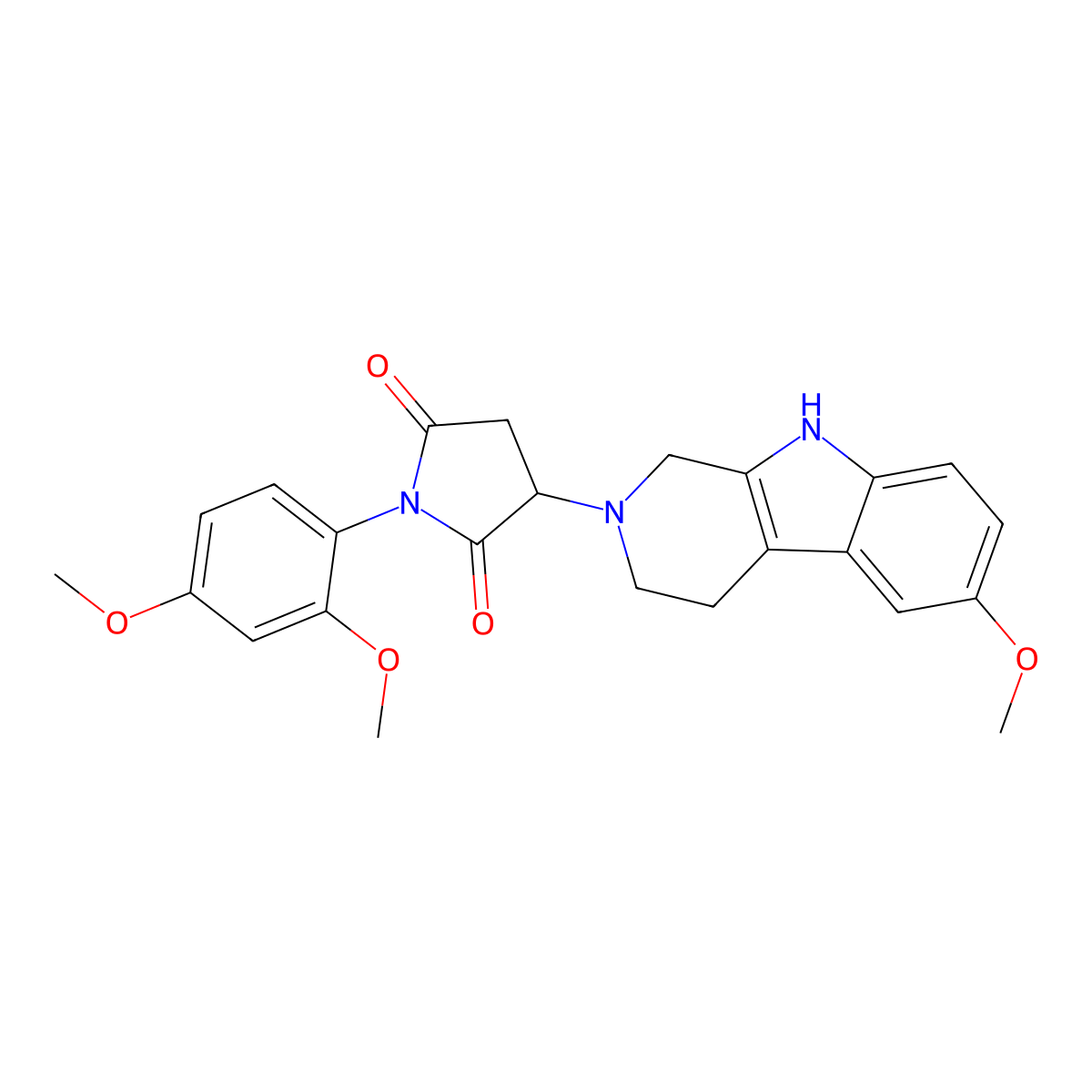 1-(2,4-dimethoxyphenyl)-3-(6-methoxy-1,3,4,9-tetrahydro-2H-beta-carbolin-2-yl)pyrrolidine-2,5-dione molecular structure, CAS 1169874-04-7