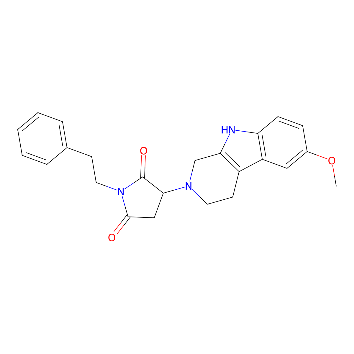 3-(6-methoxy-1,3,4,9-tetrahydro-2H-beta-carbolin-2-yl)-1-phenethyldihydro-1H-pyrrole-2,5-dione molecular structure, CAS 1169874-05-8