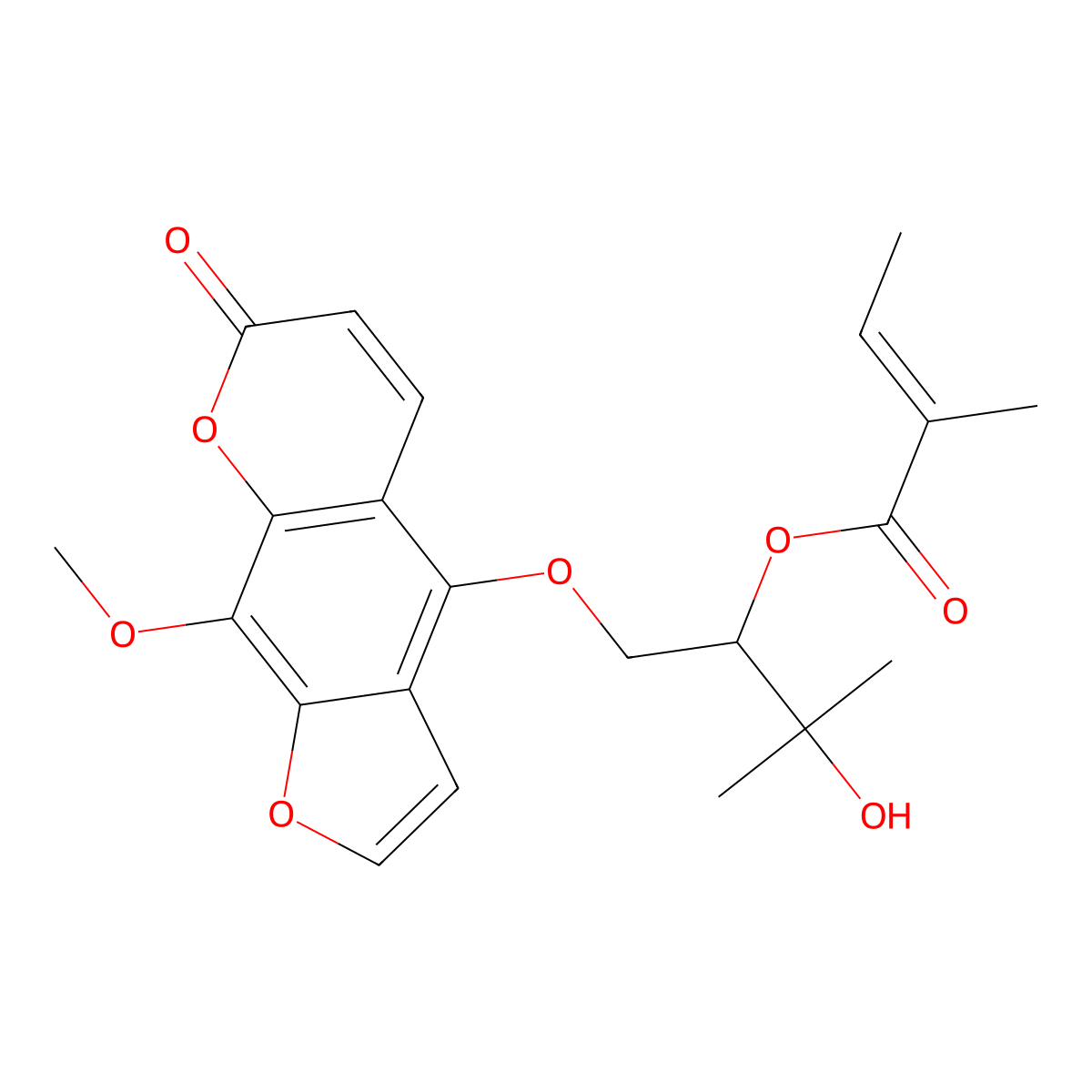Isobyakangelicin angelate molecular structure, CAS 116988-91-1