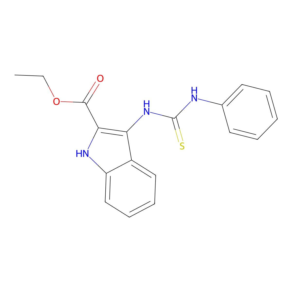ethyl 3-(3-phenylthioureido)-1H-indole-2-carboxylate molecular structure, CAS 116989-29-8