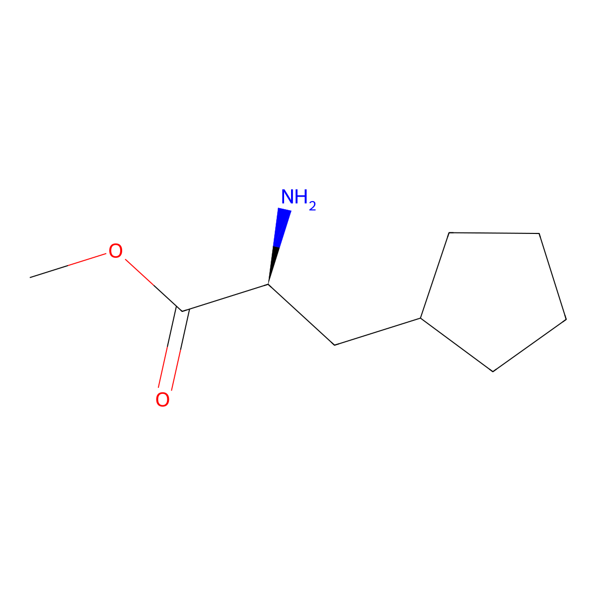 (S)-Methyl 2-amino-3-cyclopentylpropanoate molecular structure, CAS 1169946-94-4