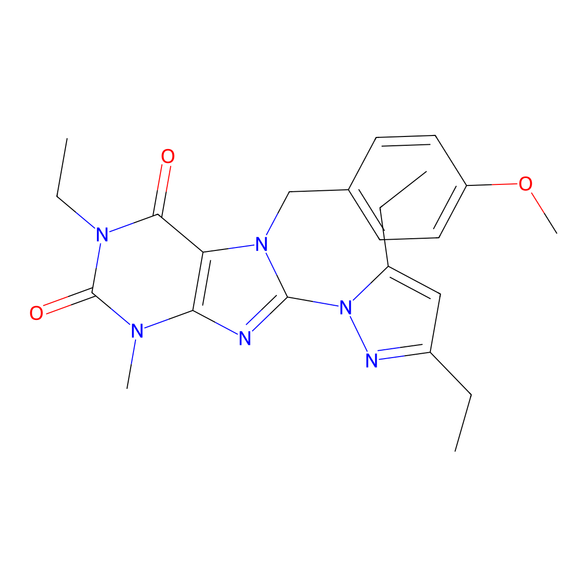 8-(3,5-diethyl-1H-pyrazol-1-yl)-1-ethyl-7-(4-methoxybenzyl)-3-methyl-1H-purine-2,6(3H,7H)-dione molecular structure, CAS 1169951-10-3