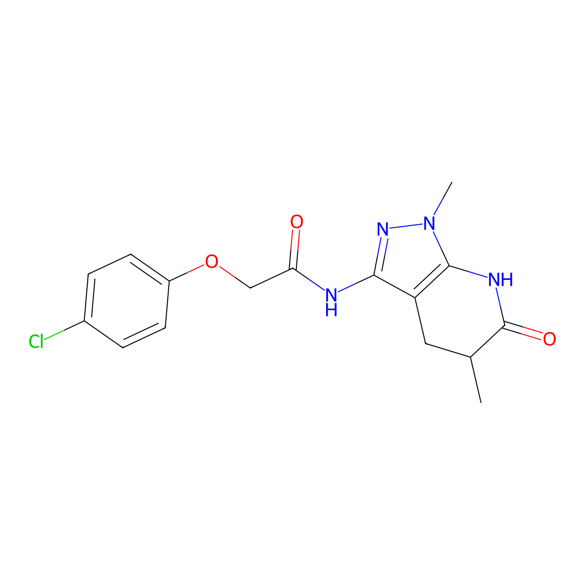 2-(4-chlorophenoxy)-N-(1,5-dimethyl-6-oxo-4,5,6,7-tetrahydro-1H-pyrazolo[3,4-b]pyridin-3-yl)acetamide molecular structure, CAS 1169955-32-1