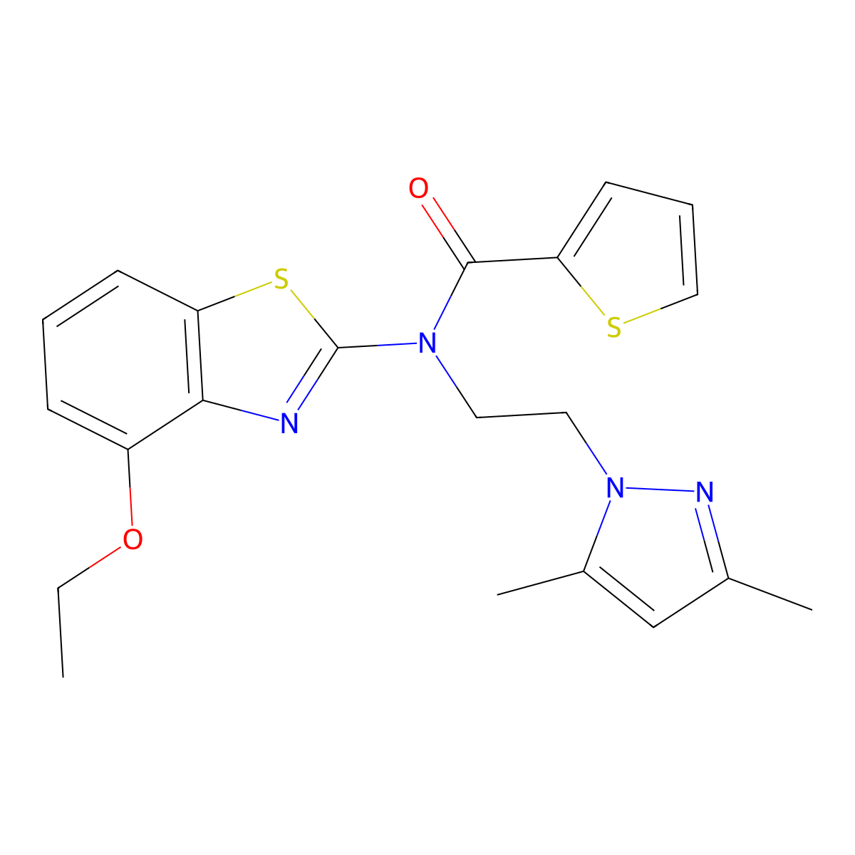 N-(2-(3,5-dimethyl-1H-pyrazol-1-yl)ethyl)-N-(4-ethoxybenzo[d]thiazol-2-yl)thiophene-2-carboxamide molecular structure, CAS 1169956-75-5