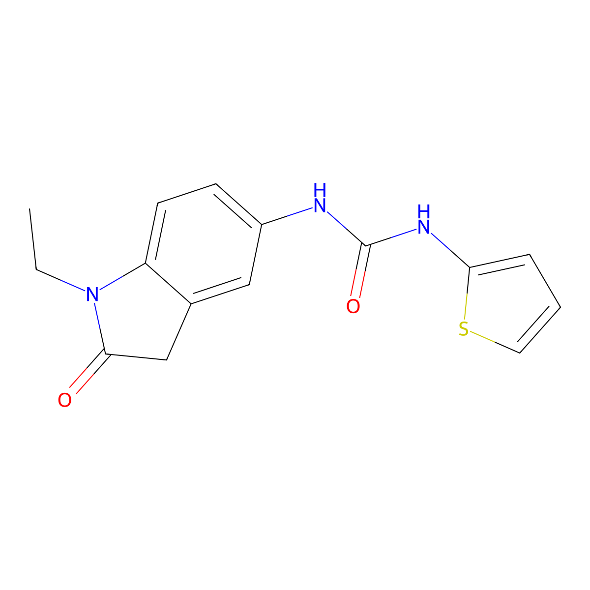 1-(1-Ethyl-2-oxoindolin-5-yl)-3-(thiophen-2-yl)urea molecular structure, CAS 1169957-63-4