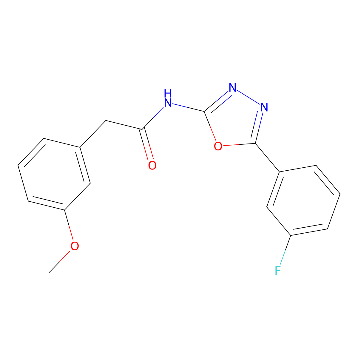 N-(5-(3-fluorophenyl)-1,3,4-oxadiazol-2-yl)-2-(3-methoxyphenyl)acetamide molecular structure, CAS 1169958-05-7