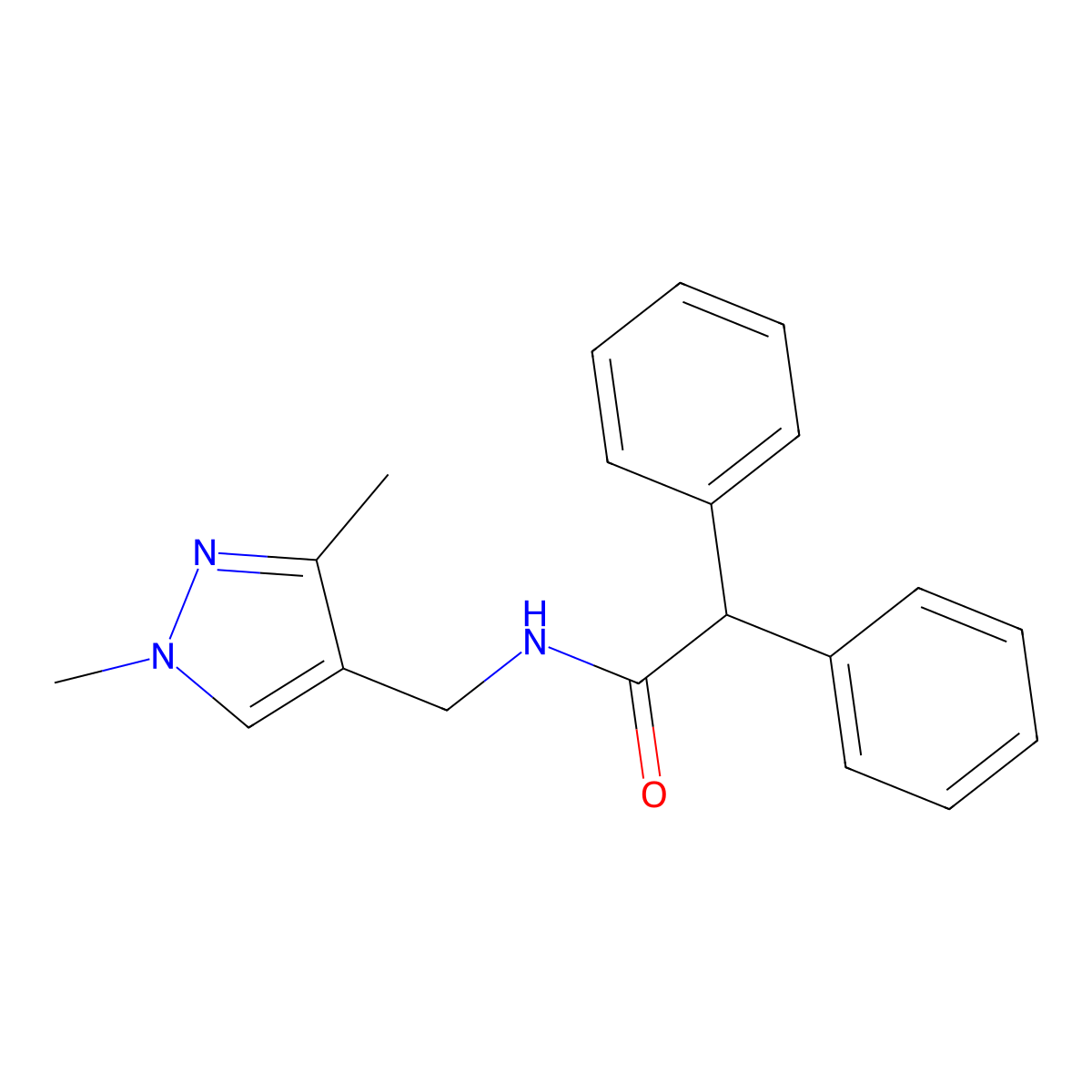 N-[(1,3-dimethyl-1H-pyrazol-4-yl)methyl]-2,2-diphenylacetamide molecular structure, CAS 1169958-39-7