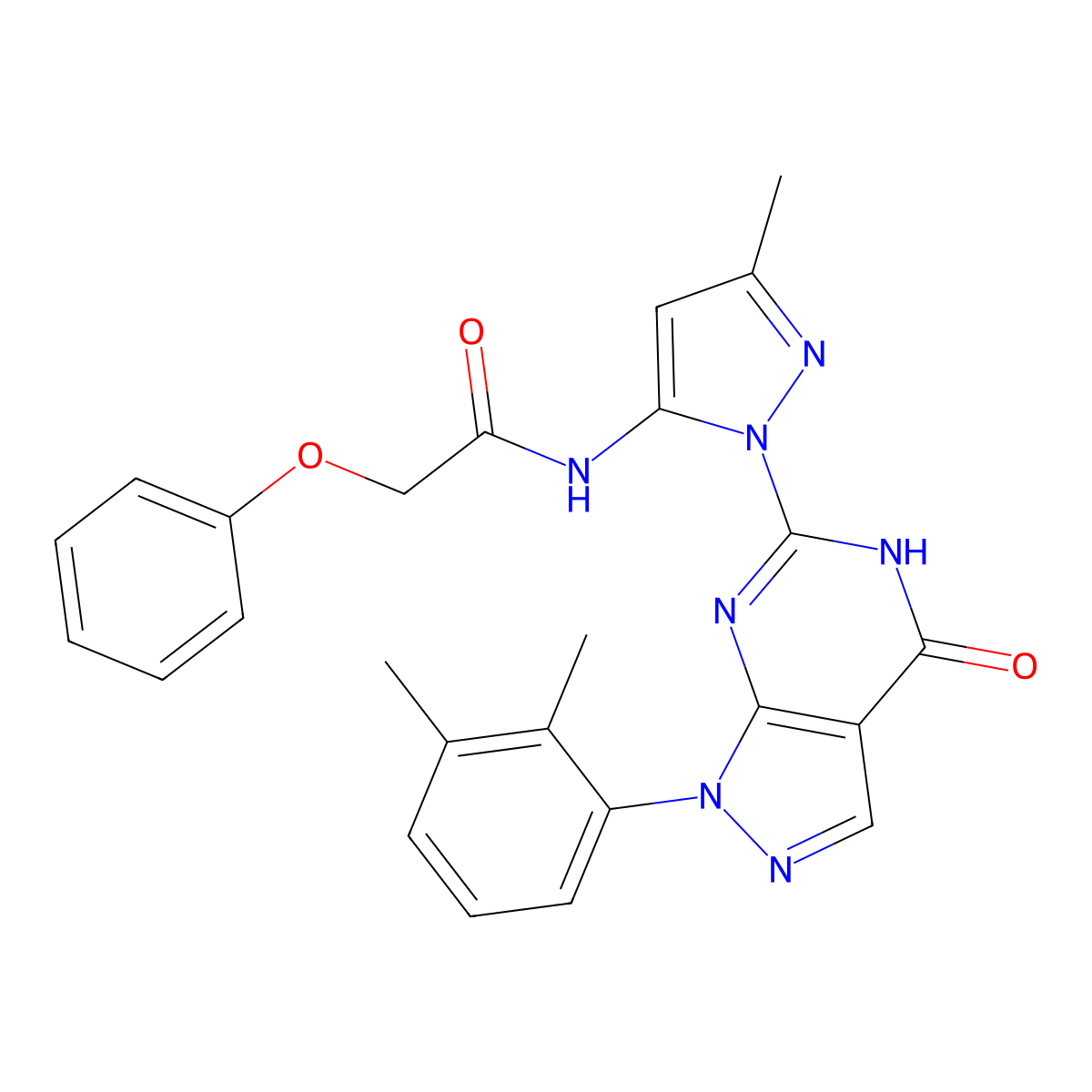 N-(1-(1-(2,3-dimethylphenyl)-4-oxo-4,5-dihydro-1H-pyrazolo[3,4-d]pyrimidin-6-yl)-3-methyl-1H-pyrazol-5-yl)-2-phenoxyacetamide molecular structure, CAS 1169959-04-9