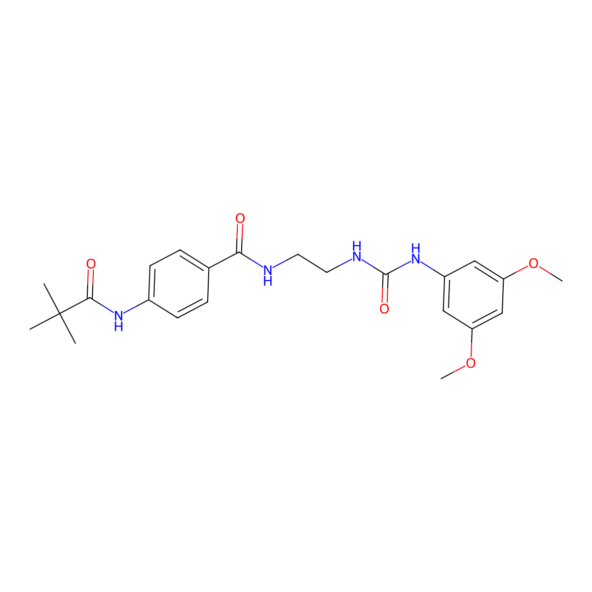 N-(2-(3-(3,5-dimethoxyphenyl)ureido)ethyl)-4-pivalamidobenzamide molecular structure, CAS 1169961-65-2
