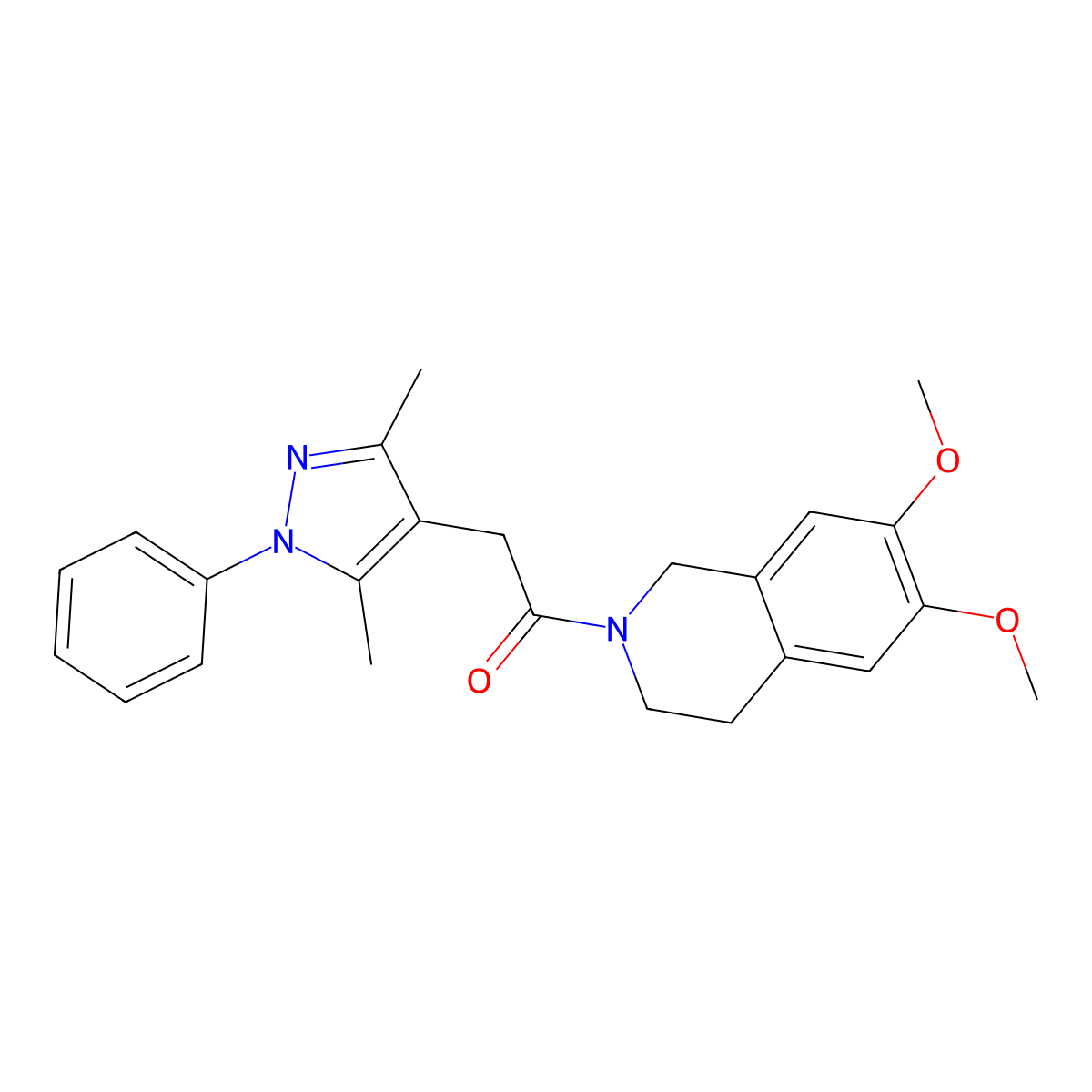 1-(6,7-dimethoxy-3,4-dihydroisoquinolin-2(1H)-yl)-2-(3,5-dimethyl-1-phenyl-1H-pyrazol-4-yl)ethanone molecular structure, CAS 1169963-05-6
