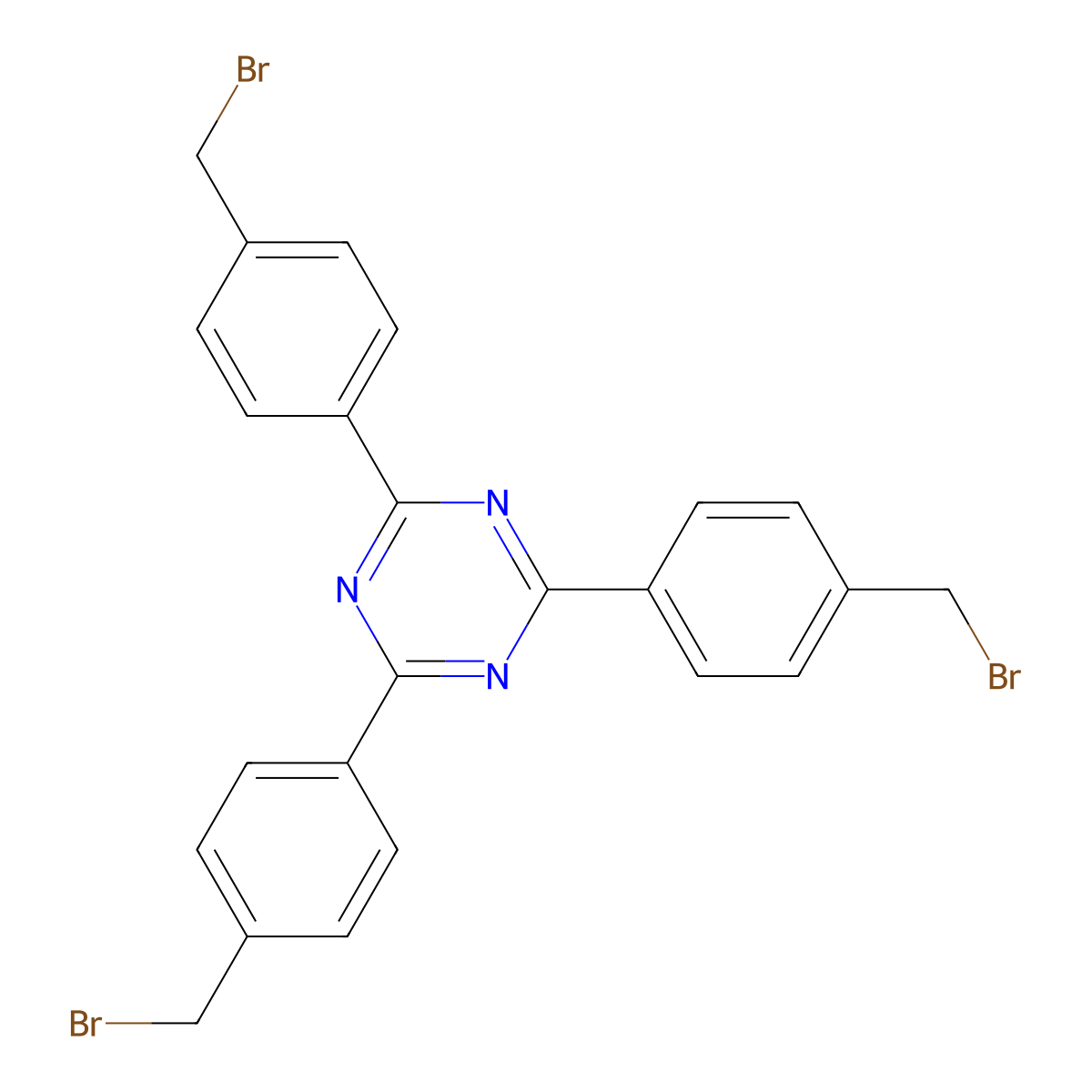 2,4,6-Tris(4-(bromomethyl)phenyl)-1,3,5-triazine molecular structure, CAS 1169964-41-3