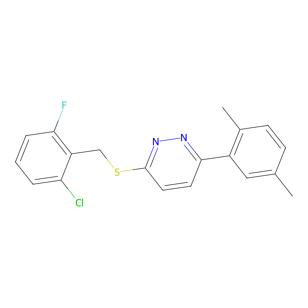 3-((2-Chloro-6-fluorobenzyl)thio)-6-(2,5-dimethylphenyl)pyridazine molecular structure, CAS 1169964-89-9