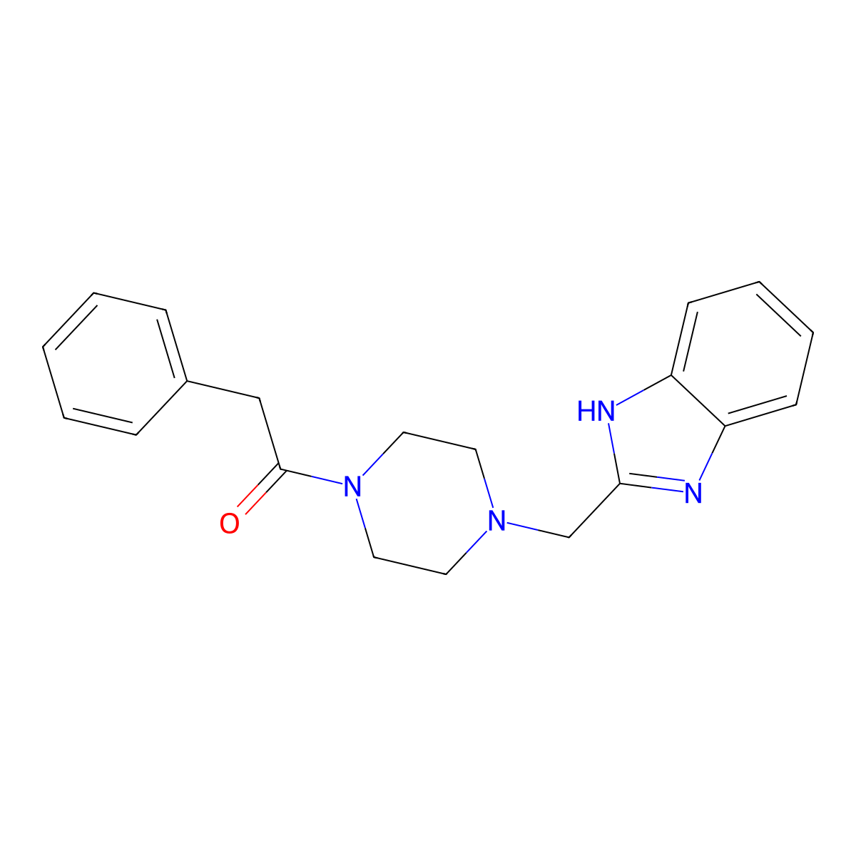 1-(4-((1H-benzo[d]imidazol-2-yl)methyl)piperazin-1-yl)-2-phenylethanone molecular structure, CAS 1169965-26-7