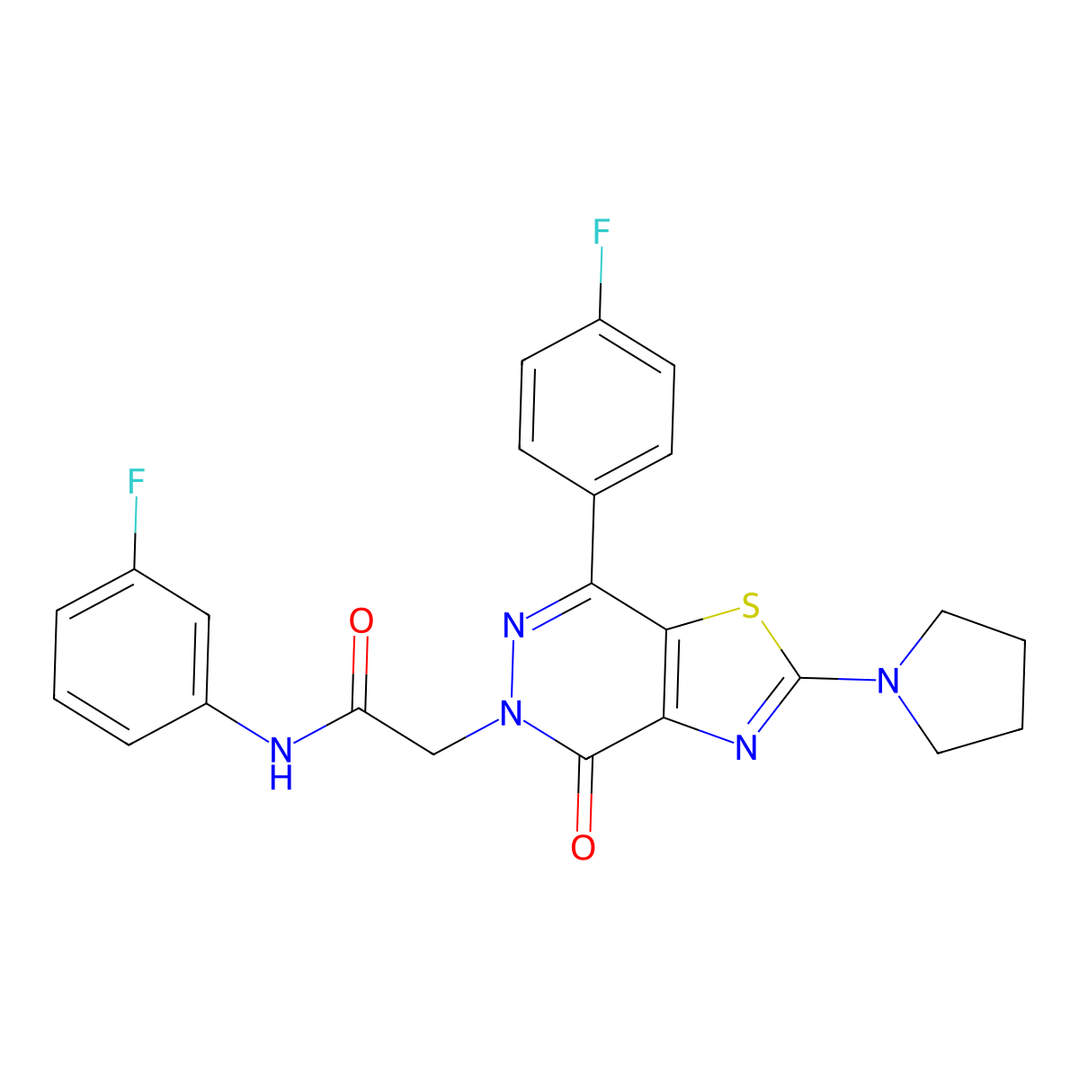 N-(3-fluorophenyl)-2-(7-(4-fluorophenyl)-4-oxo-2-(pyrrolidin-1-yl)thiazolo[4,5-d]pyridazin-5(4H)-yl)acetamide molecular structure, CAS 1169967-37-6