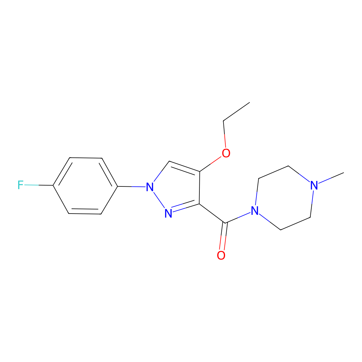 (4-ethoxy-1-(4-fluorophenyl)-1H-pyrazol-3-yl)(4-methylpiperazin-1-yl)methanone molecular structure, CAS 1169967-40-1