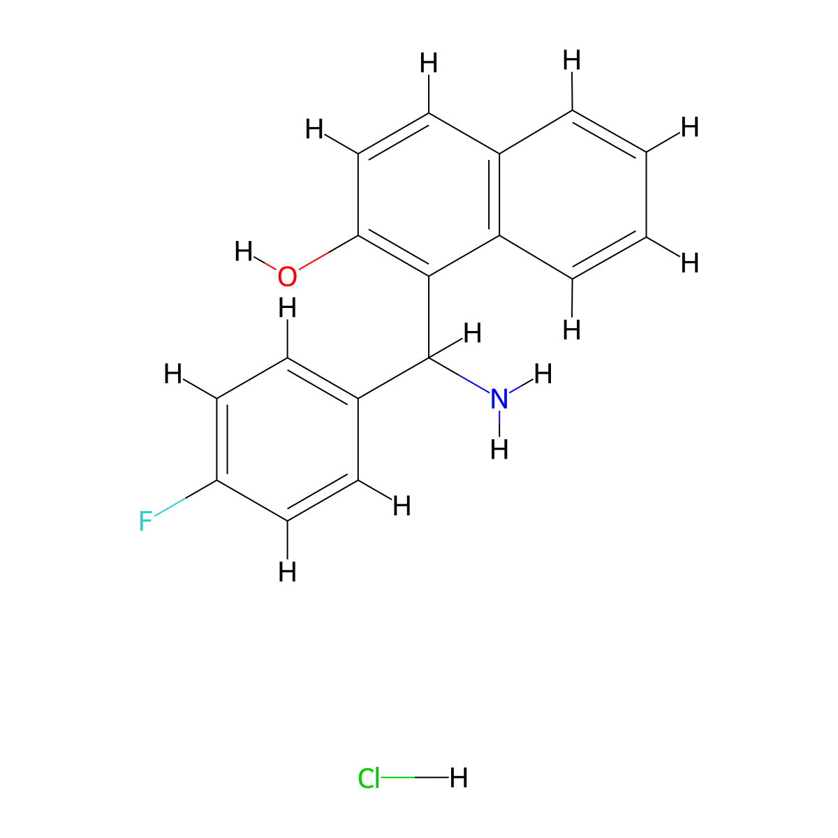 1-[Amino-(4-fluoro-phenyl)-methyl]-naphthalen-2-ol hydrochloride molecular structure, CAS 1169968-26-6