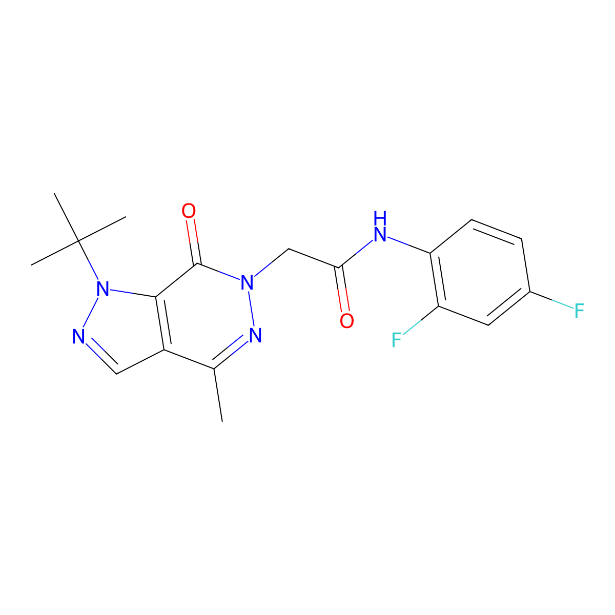 2-(1-(tert-butyl)-4-methyl-7-oxo-1H-pyrazolo[3,4-d]pyridazin-6(7H)-yl)-N-(2,4-difluorophenyl)acetamide molecular structure, CAS 1169969-34-9
