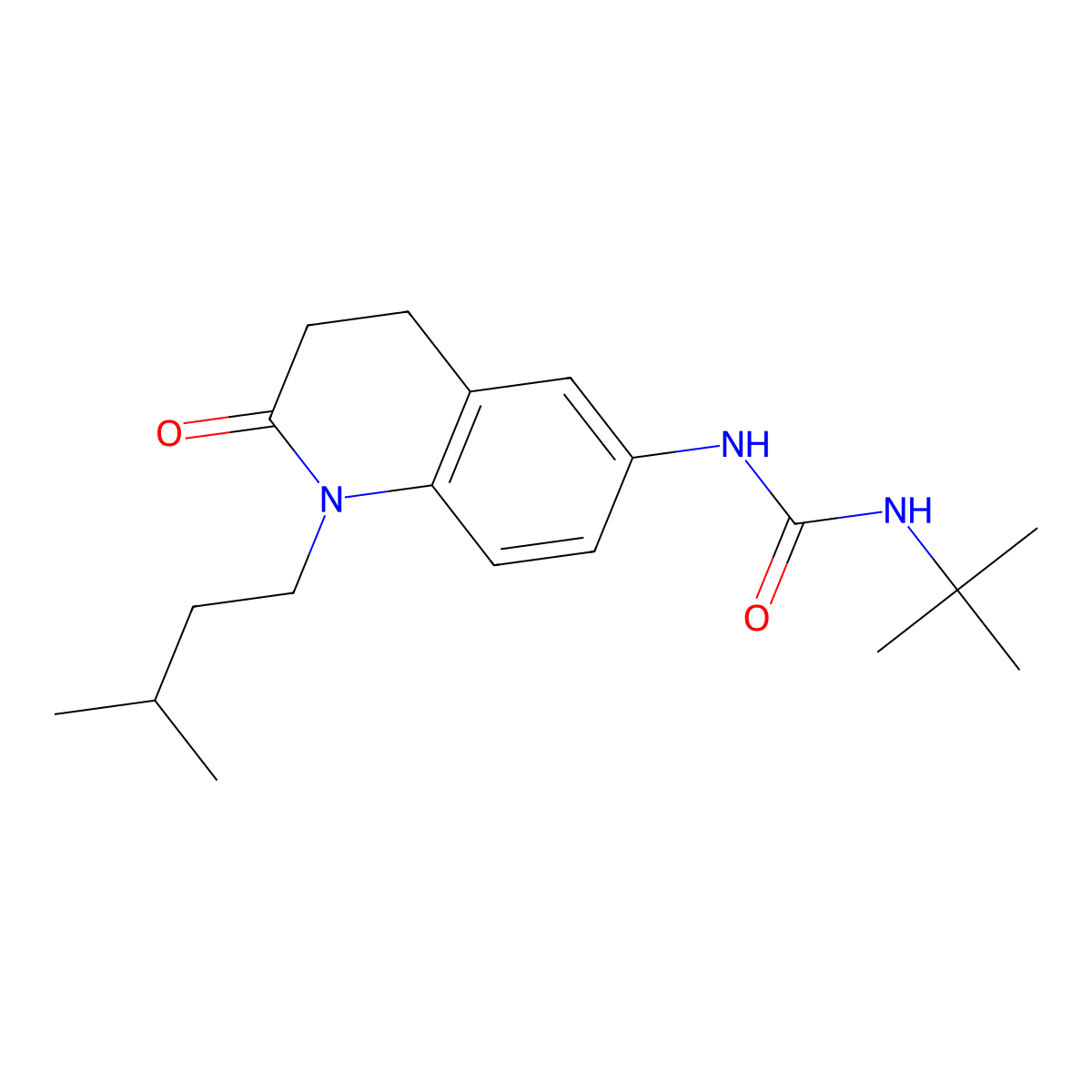 1-(Tert-butyl)-3-(1-isopentyl-2-oxo-1,2,3,4-tetrahydroquinolin-6-yl)urea molecular structure, CAS 1169972-73-9