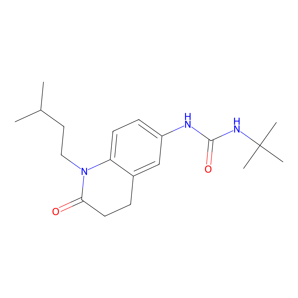 1-(Tert-butyl)-3-(1-isopentyl-2-oxo-1,2,3,4-tetrahydroquinolin-6-yl)urea molecular structure, CAS 1169972-73-9