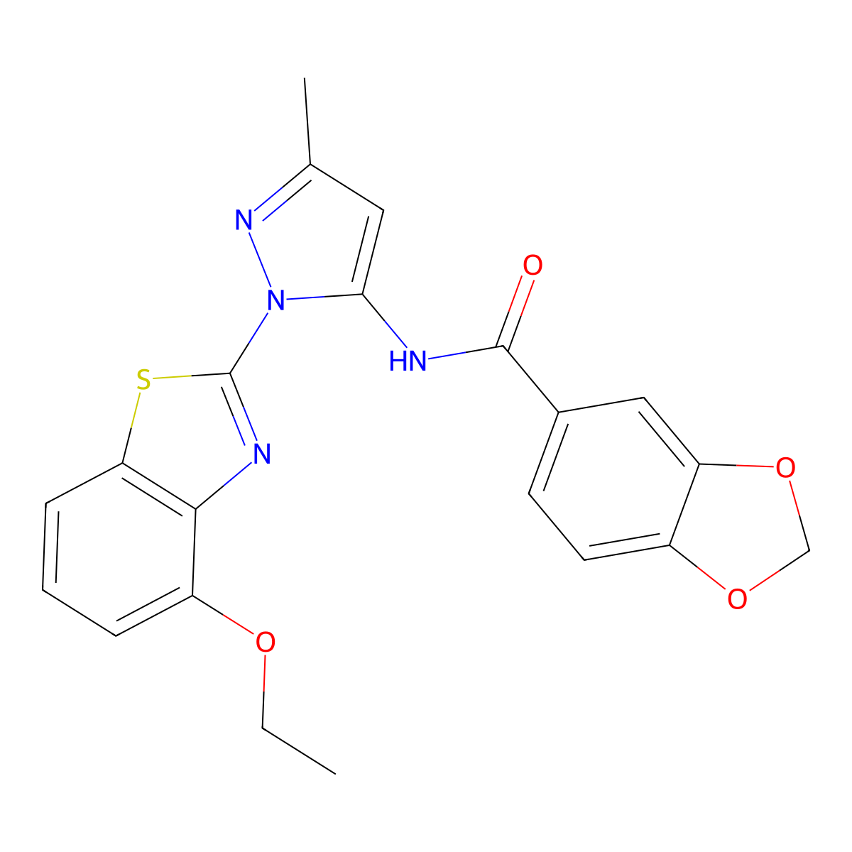 N-(1-(4-ethoxybenzo[d]thiazol-2-yl)-3-methyl-1H-pyrazol-5-yl)benzo[d][1,3]dioxole-5-carboxamide molecular structure, CAS 1169972-81-9