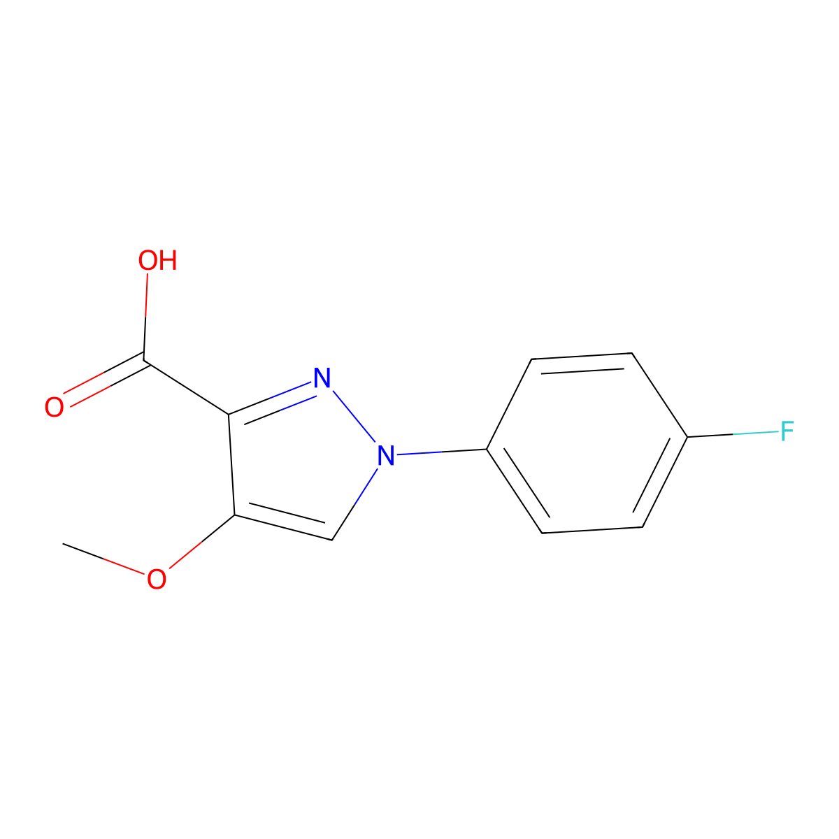 1-(4-fluorophenyl)-4-methoxy-1H-pyrazole-3-carboxylic acid molecular structure, CAS 1169973-47-0