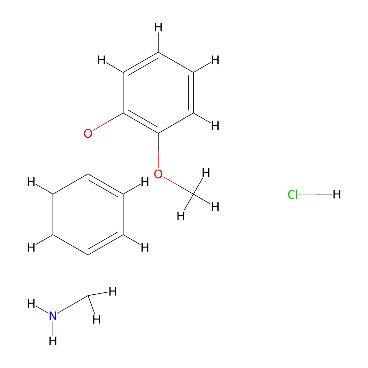 4-(2-Methoxyphenoxy)benzylamine hydrochloride molecular structure, CAS 1169974-82-6