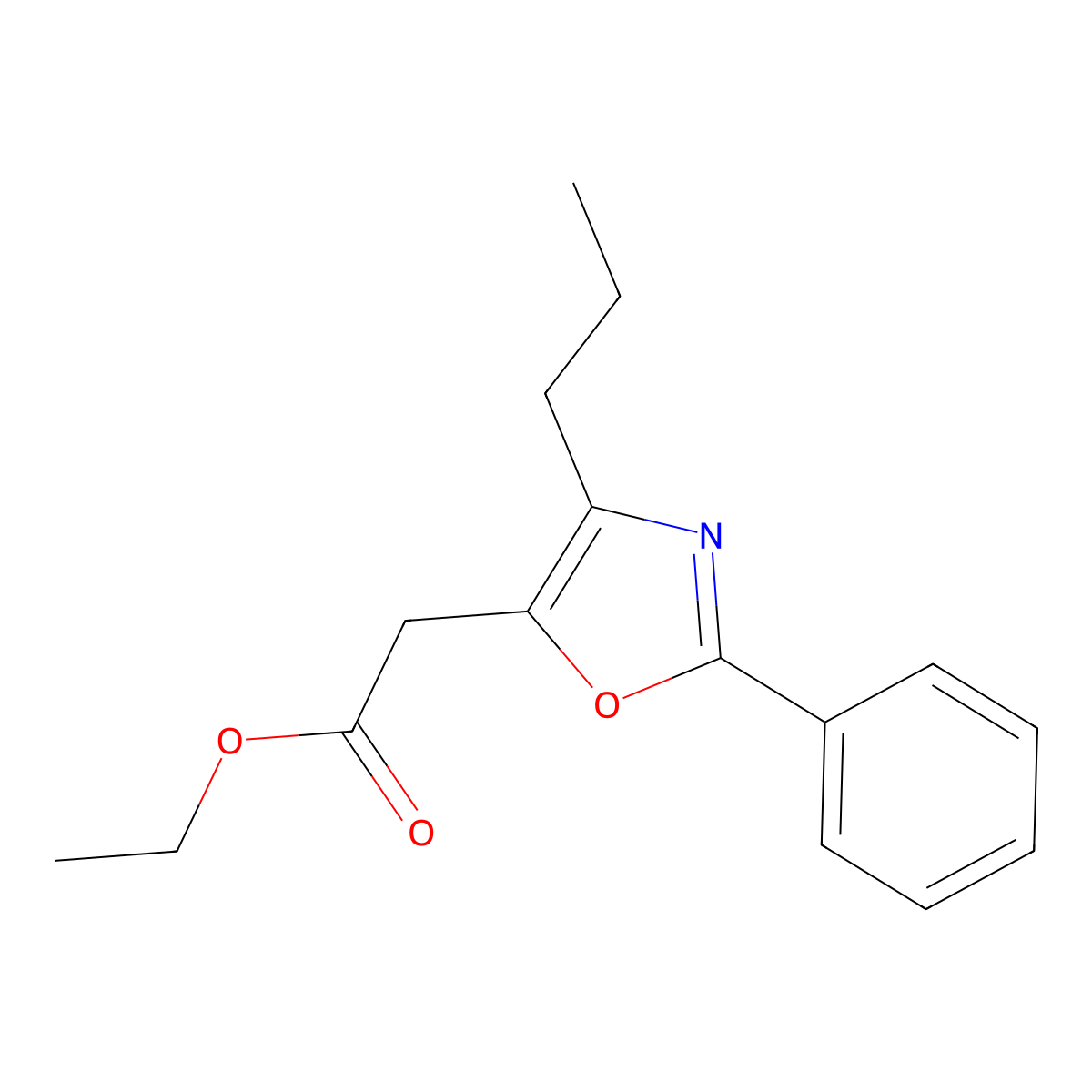 Ethyl (2-phenyl-4-propyl-1,3-oxazol-5-yl)acetate molecular structure, CAS 1169975-44-3