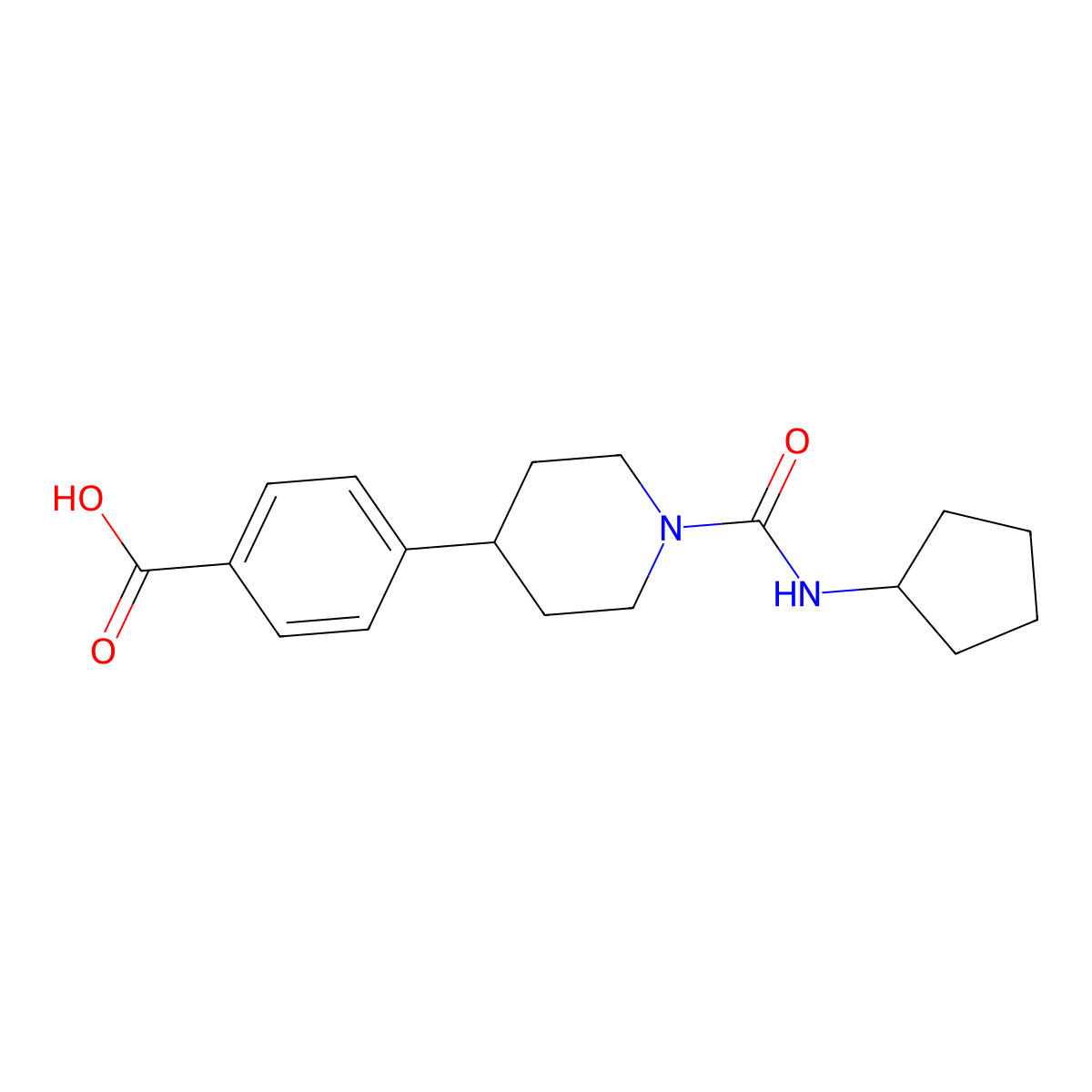4-{1-[(Cyclopentylamino)carbonyl]piperidin-4-yl}benzoic acid molecular structure, CAS 1169977-61-0