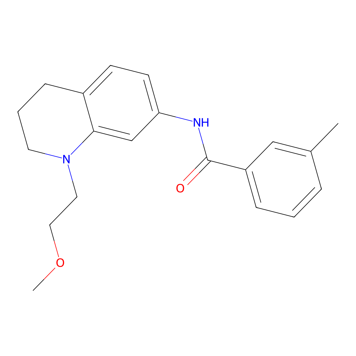 N-(1-(2-methoxyethyl)-1,2,3,4-tetrahydroquinolin-7-yl)-3-methylbenzamide molecular structure, CAS 1169978-42-0