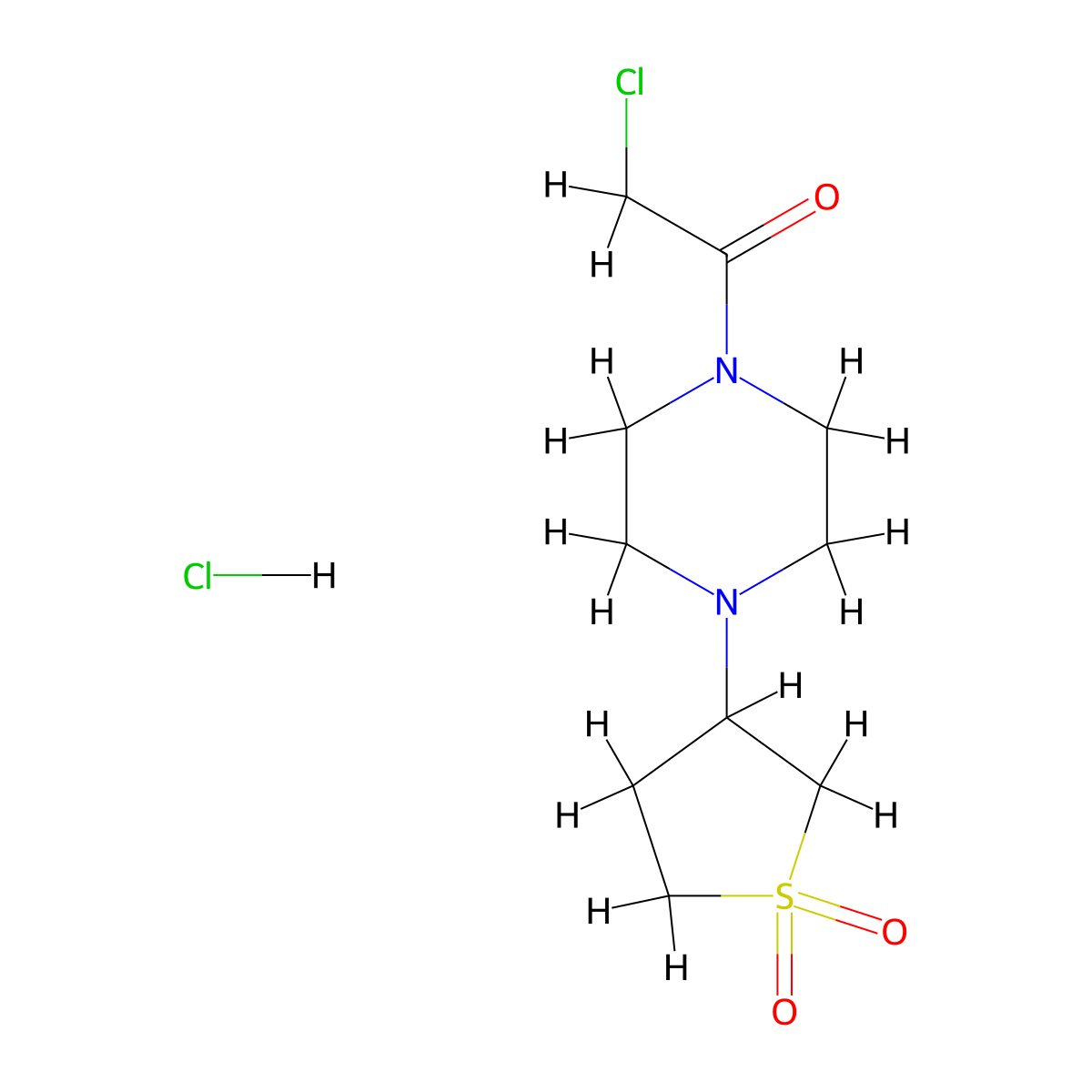 3-[4-(2-Chloroacetyl)piperazin-1-yl]-1lambda6-thiolane-1,1-dione hydrochloride molecular structure, CAS 1169979-35-4