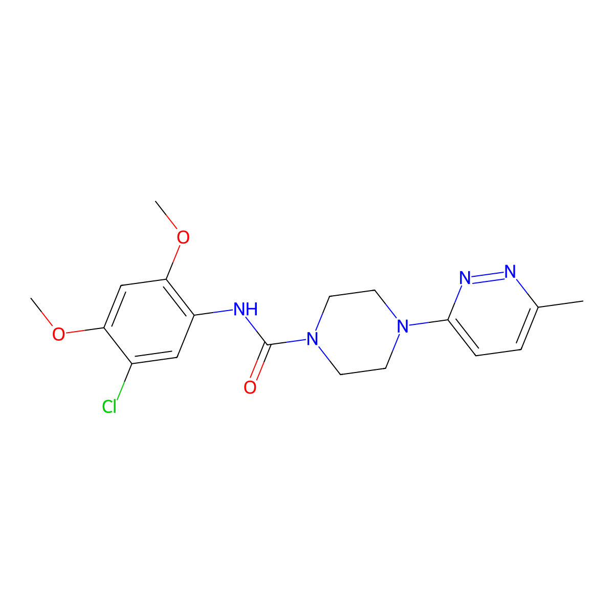 N-(5-chloro-2,4-dimethoxyphenyl)-4-(6-methylpyridazin-3-yl)piperazine-1-carboxamide molecular structure, CAS 1169980-46-4