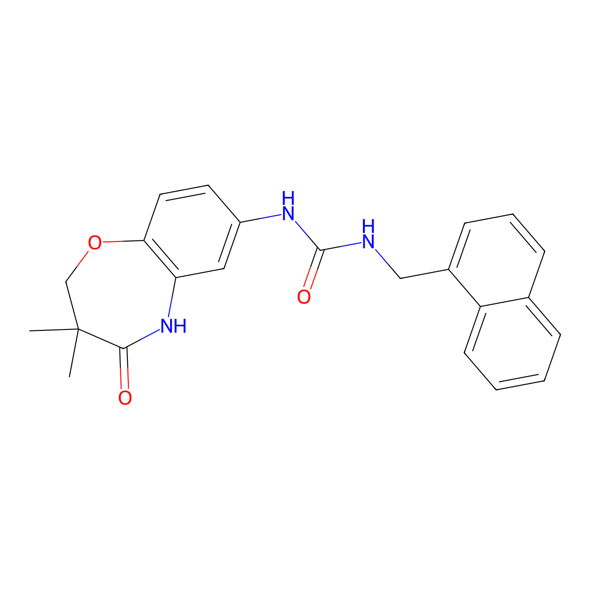 1-(3,3-Dimethyl-4-oxo-2,3,4,5-tetrahydrobenzo[b][1,4]oxazepin-7-yl)-3-(naphthalen-1-ylmethyl)urea molecular structure, CAS 1169981-44-5