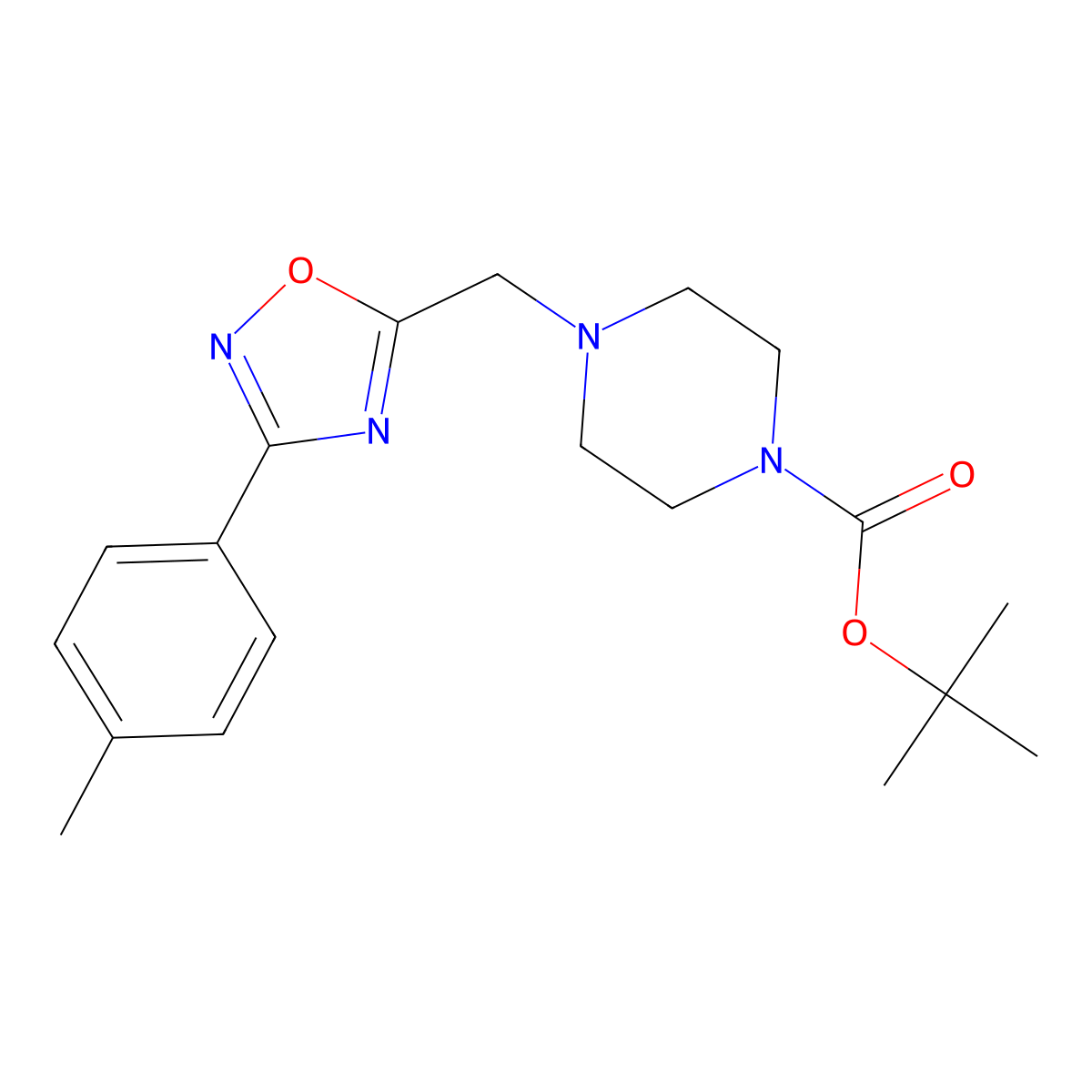 4-[[3-(4-Methylphenyl)-1,2,4-oxadiazol-5-yl]methyl]-1-piperazinecarboxylic acid 1,1-dimethylethyl ester molecular structure, CAS 1169982-16-4