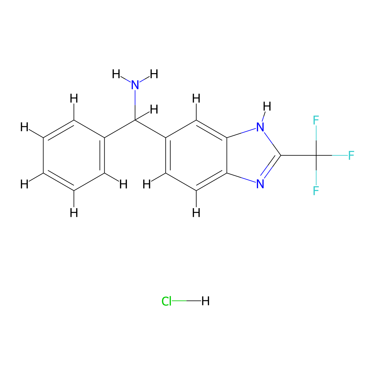 phenyl[2-(trifluoromethyl)-1H-1,3-benzodiazol-6-yl]methanamine hydrochloride molecular structure, CAS 1169986-27-9
