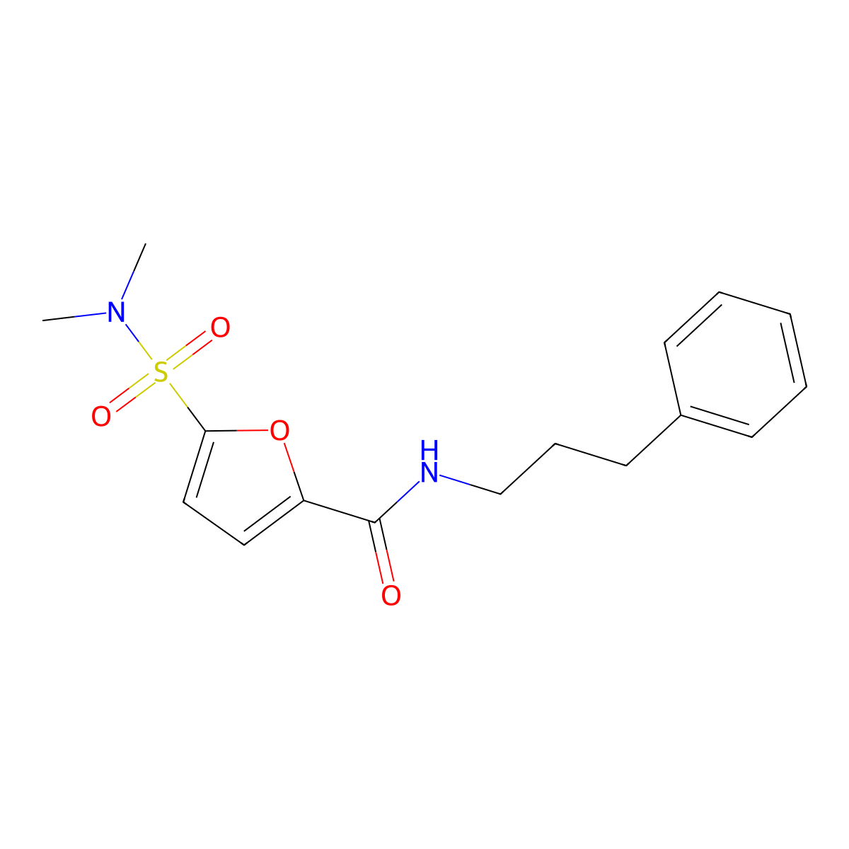 5-(dimethylsulfamoyl)-N-(3-phenylpropyl)furan-2-carboxamide molecular structure, CAS 1169986-55-3