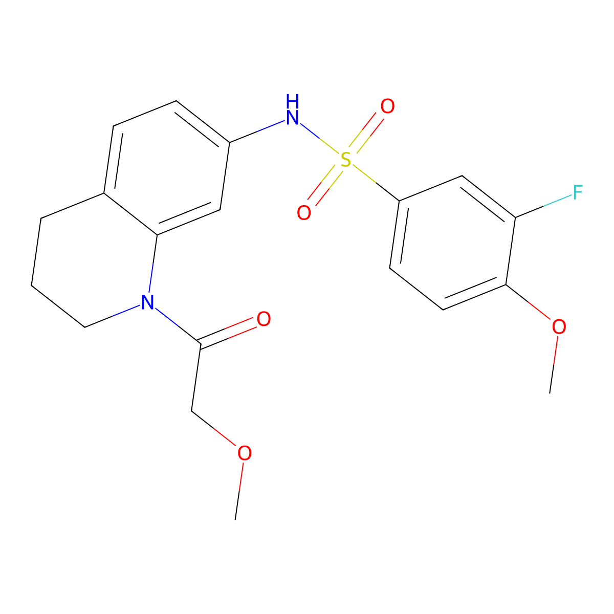 3-fluoro-4-methoxy-N-(1-(2-methoxyacetyl)-1,2,3,4-tetrahydroquinolin-7-yl)benzenesulfonamide molecular structure, CAS 1169990-70-8
