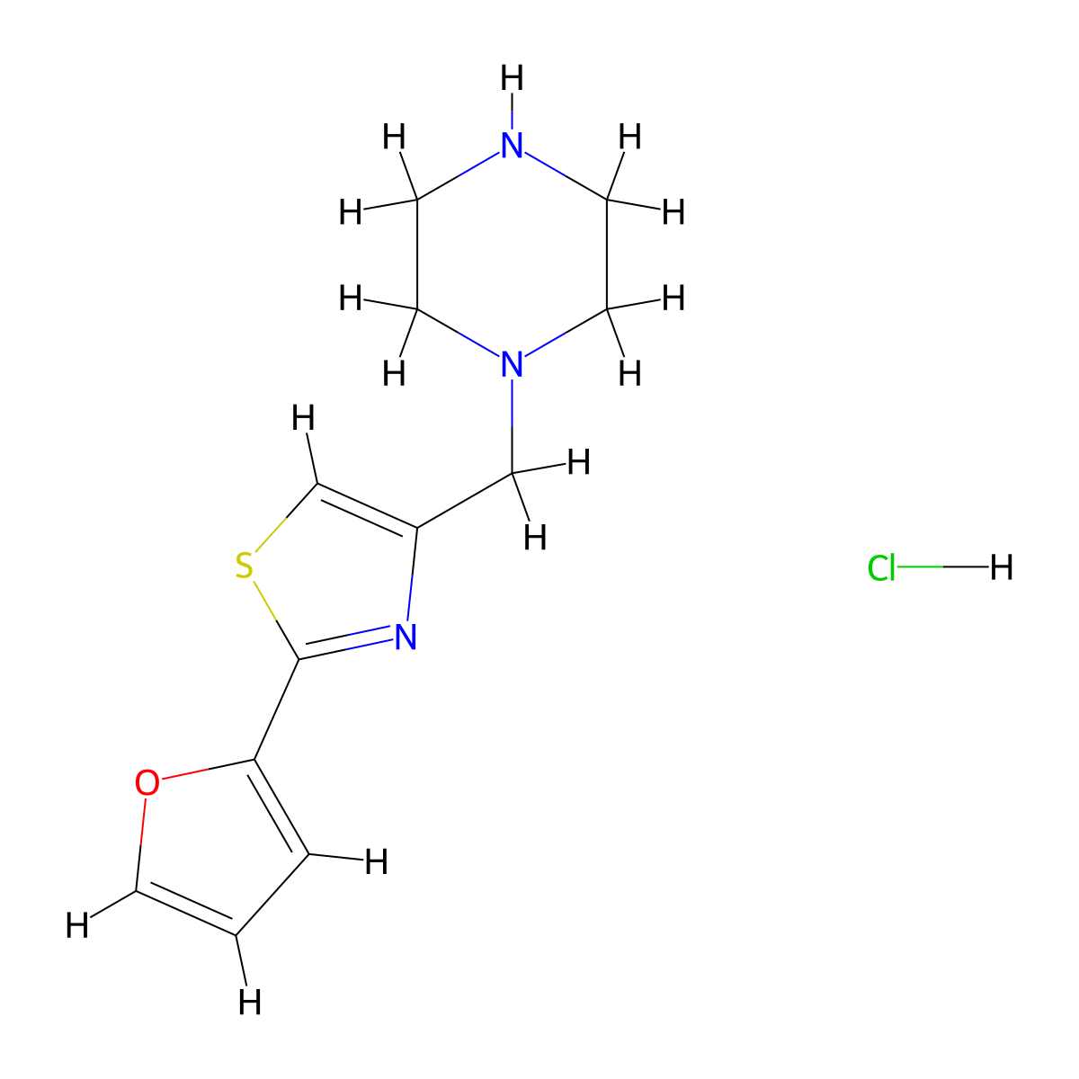 1-{[2-(Furan-2-yl)-1,3-thiazol-4-yl]methyl}piperazine hydrochloride molecular structure, CAS 1169990-93-5